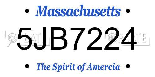 5JB7224 Massachusetts License Plate