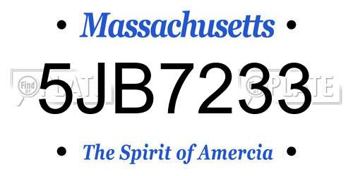 5JB7233 Massachusetts License Plate