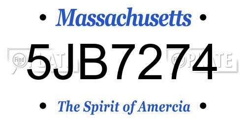 5JB7274 Massachusetts License Plate