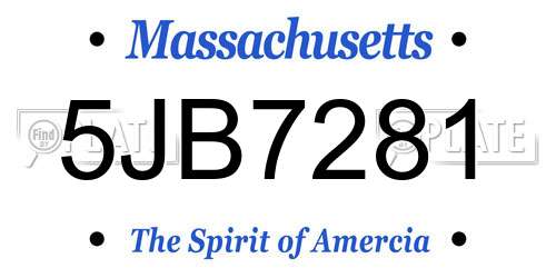 5JB7281 Massachusetts License Plate