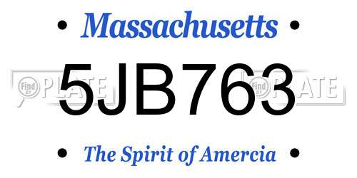 5JB763 Massachusetts License Plate