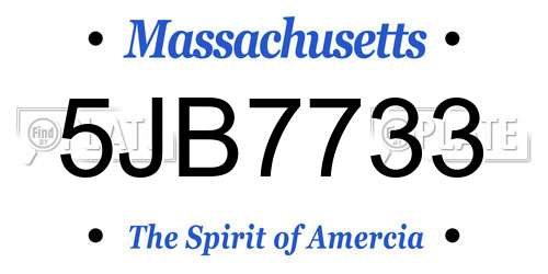 5JB7733 Massachusetts License Plate