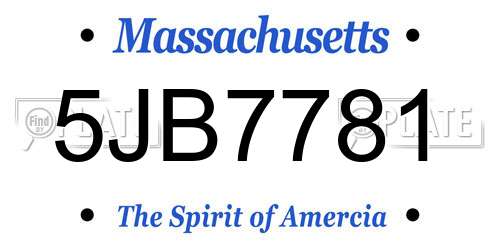 5JB7781 Massachusetts License Plate