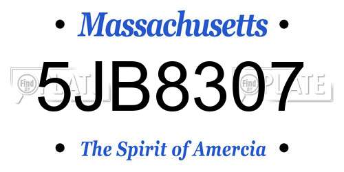 5JB8307 Massachusetts License Plate