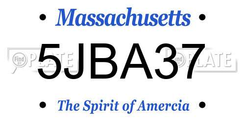 5JBA37 Massachusetts License Plate