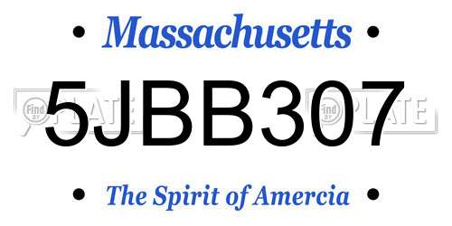 5JBB307 Massachusetts License Plate