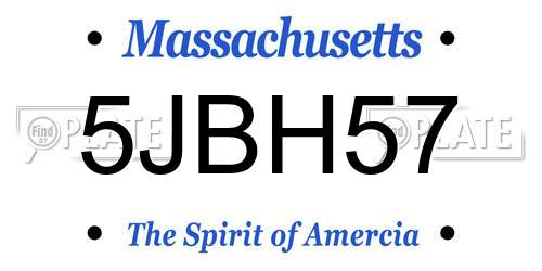 5JBH57 Massachusetts License Plate