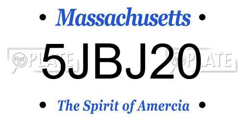 5JBJ20 Massachusetts License Plate