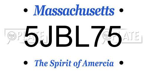 5JBL75 Massachusetts License Plate