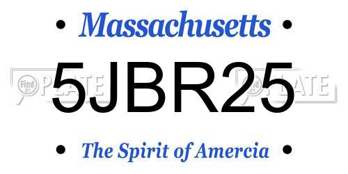 5JBR25 Massachusetts License Plate