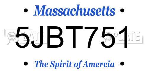 5JBT751 Massachusetts License Plate