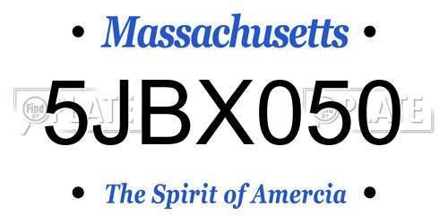 5JBX050 Massachusetts License Plate