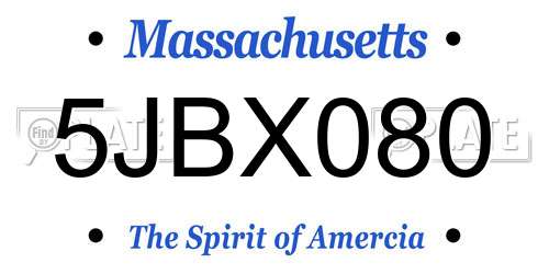 5JBX080 Massachusetts License Plate