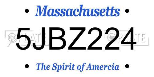 5JBZ224 Massachusetts License Plate