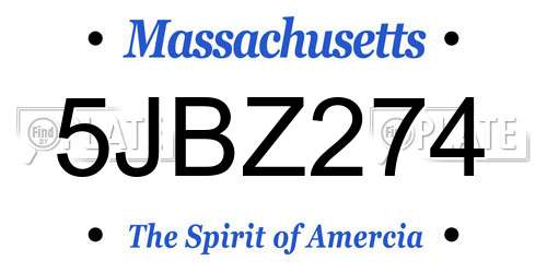 5JBZ274 Massachusetts License Plate