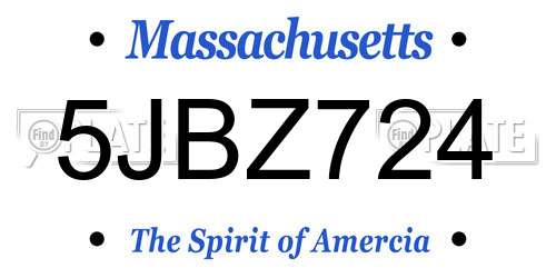 5JBZ724 Massachusetts License Plate