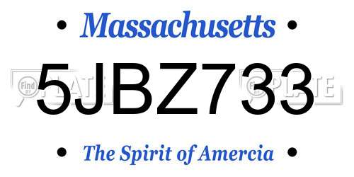 5JBZ733 Massachusetts License Plate