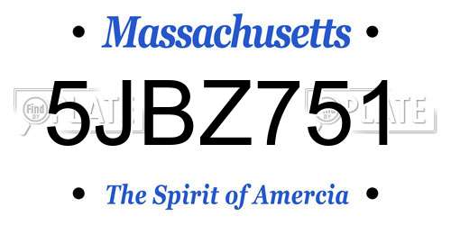 5JBZ751 Massachusetts License Plate