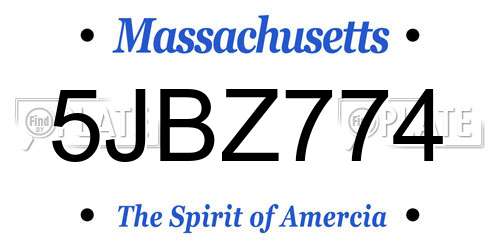 5JBZ774 Massachusetts License Plate
