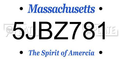 5JBZ781 Massachusetts License Plate