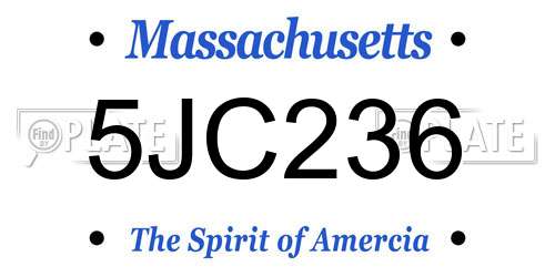 5JC236 Massachusetts License Plate