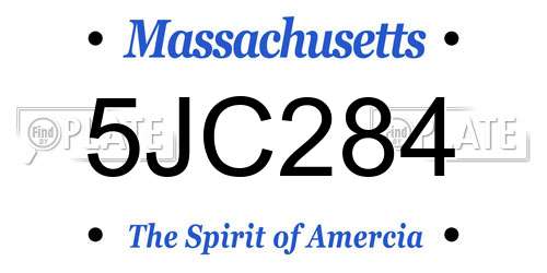 5JC284 Massachusetts License Plate
