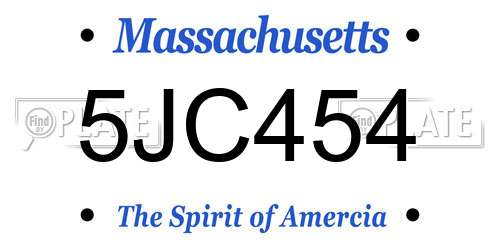 5JC454 Massachusetts License Plate