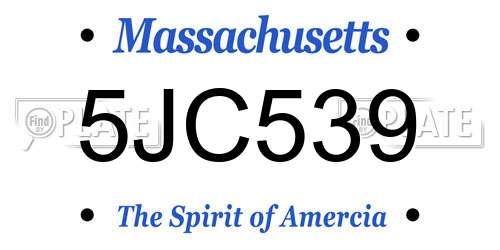 5JC539 Massachusetts License Plate