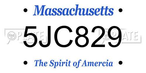 5JC829 Massachusetts License Plate