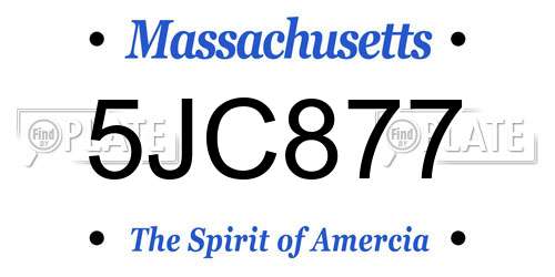 5JC877 Massachusetts License Plate
