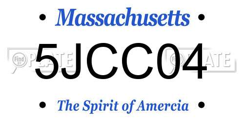 5JCC04 Massachusetts License Plate