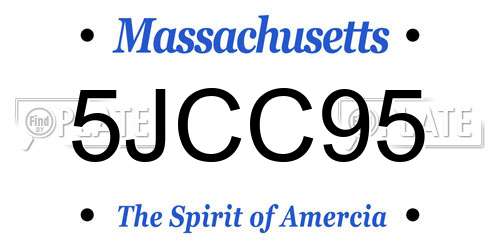 5JCC95 Massachusetts License Plate
