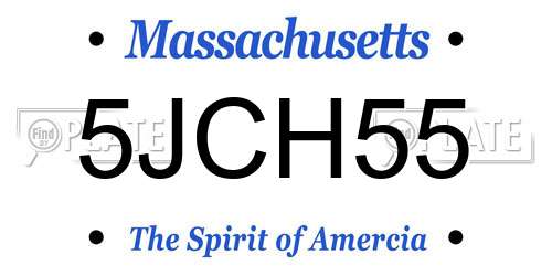 5JCH55 Massachusetts License Plate