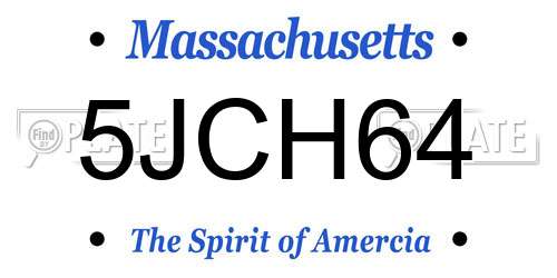 5JCH64 Massachusetts License Plate