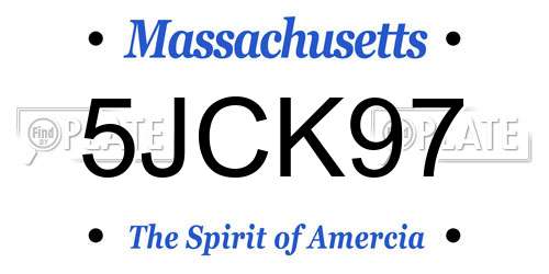 5JCK97 Massachusetts License Plate