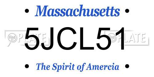 5JCL51 Massachusetts License Plate