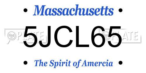 5JCL65 Massachusetts License Plate