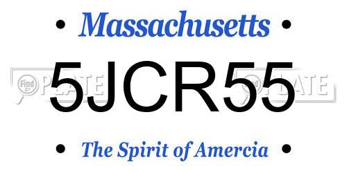 5JCR55 Massachusetts License Plate
