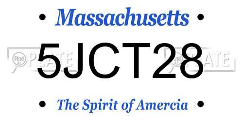 5JCT28 Massachusetts License Plate