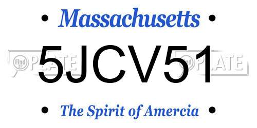 5JCV51 Massachusetts License Plate