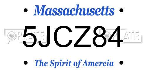 5JCZ84 Massachusetts License Plate