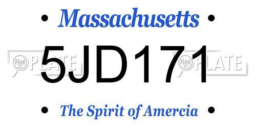 5JD171 Massachusetts License Plate