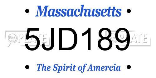 5JD189 Massachusetts License Plate