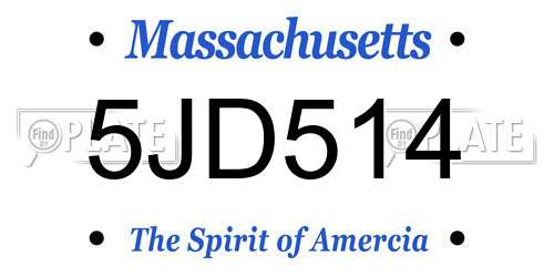 5JD514 Massachusetts License Plate