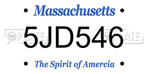 5JD546 Massachusetts License Plate