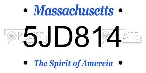 5JD814 Massachusetts License Plate