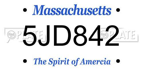 5JD842 Massachusetts License Plate