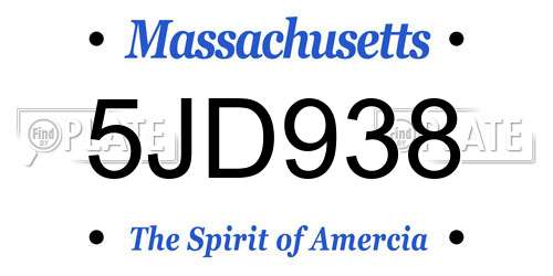 5JD938 Massachusetts License Plate