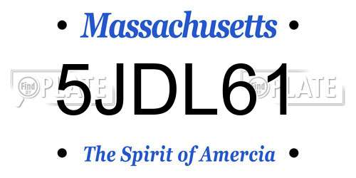 5JDL61 Massachusetts License Plate