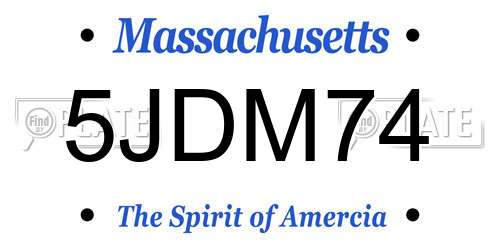 5JDM74 Massachusetts License Plate